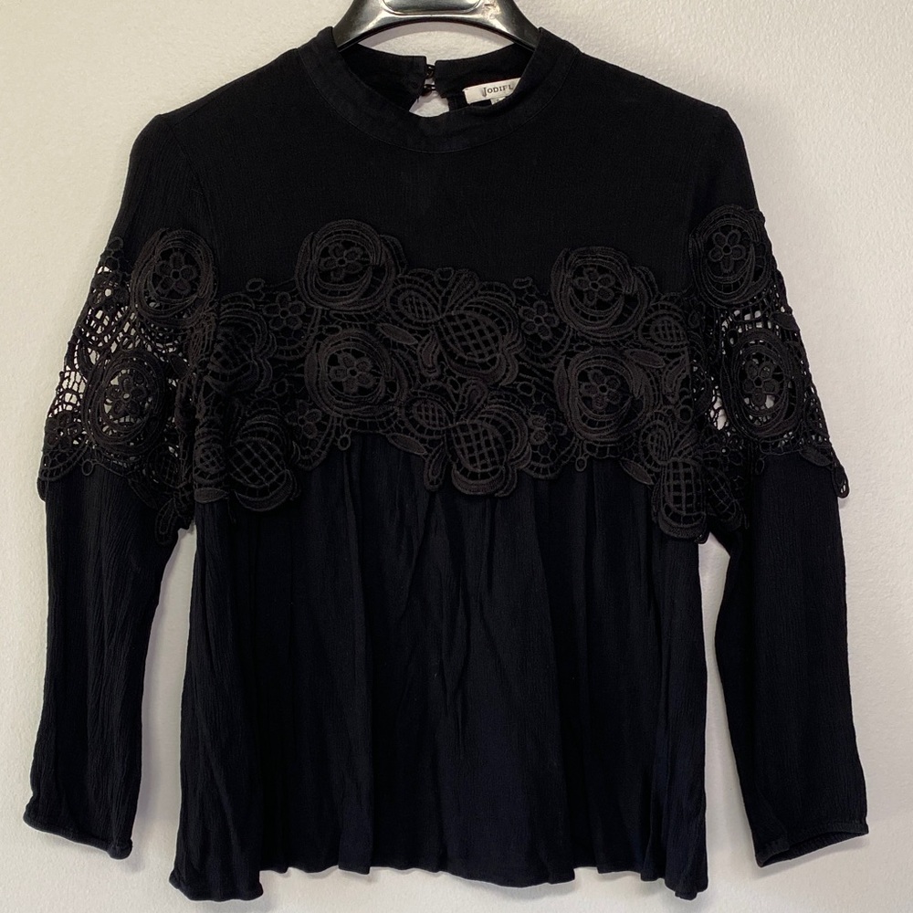Jodifl Black Lace Detail Blouse Size S